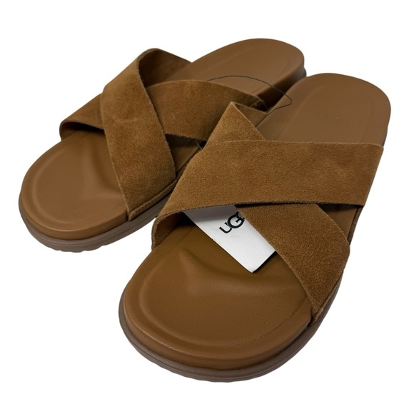 UGG Men’s Size 9 Wainscott Slide Sandals leather brown NWT main image 8